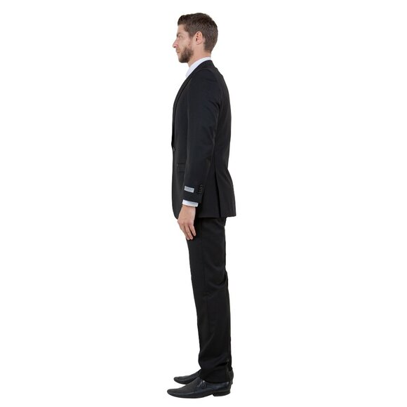 Mens 2-Piece Pick Stitch Suit, Slim-Fit Black - Picture 3 of 7